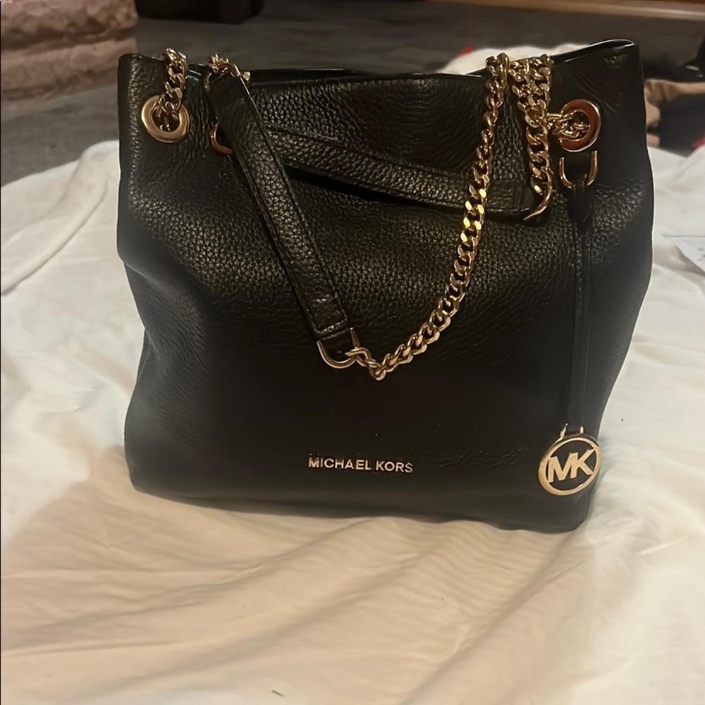 Michael Kors Black and Gold Chain Shoulder Bag